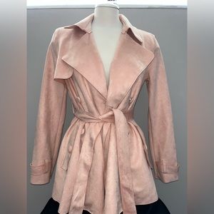 Pink suede trench coat from Forever 21